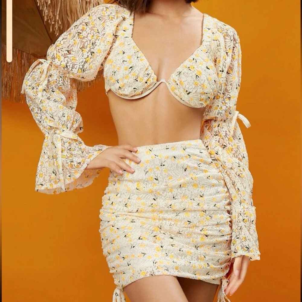 Floral Crop & Mini Skirt Set